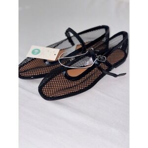 A New Day Issa Mesh Mary Jane Flats Jet Black shoes 8.5 new